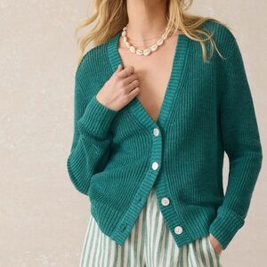 Faherty Miramar Linen Deep Jungle Cardigan Sweater Women's Size M New With Tag